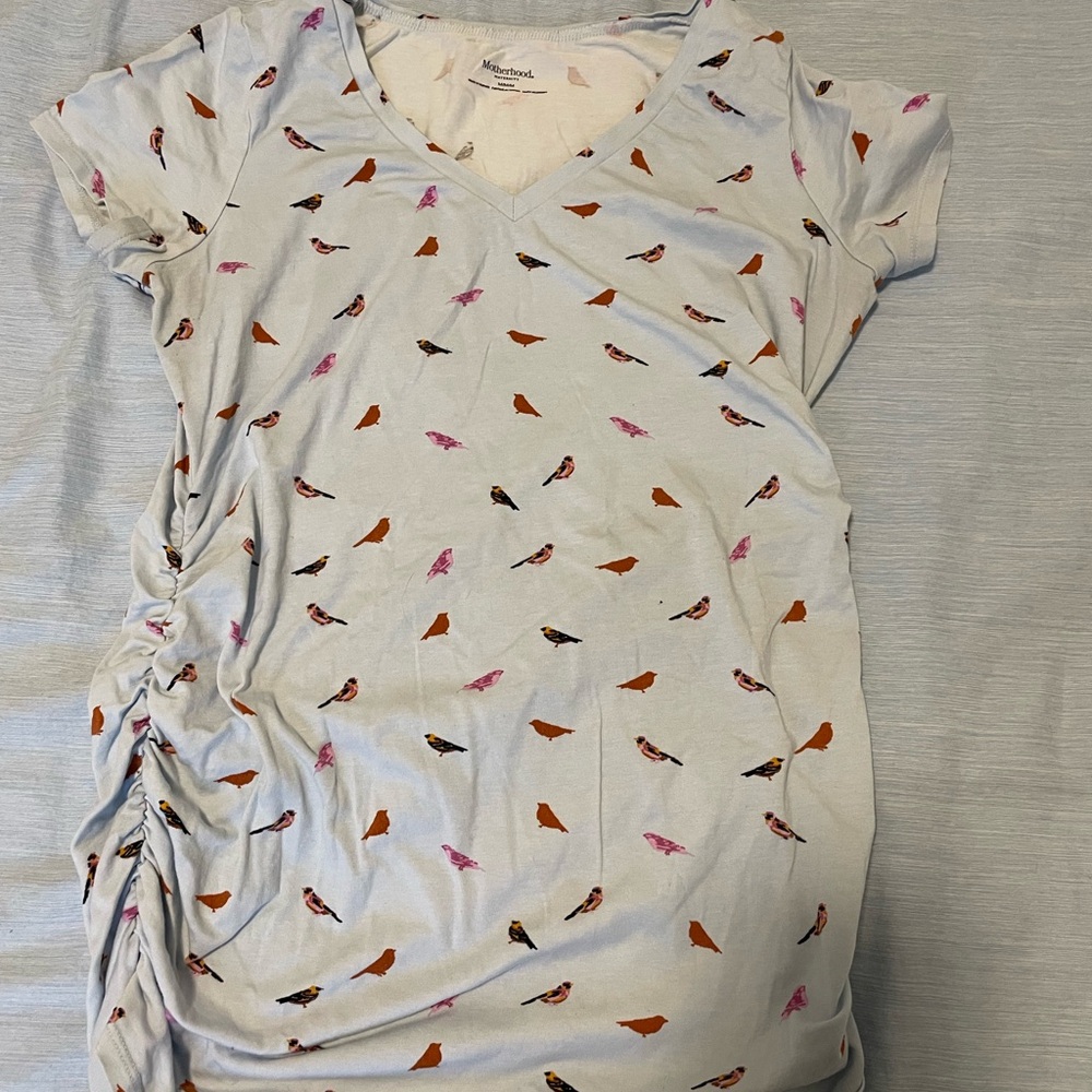 Motherhood Maternity Bird Print Ruched T-Shirt
